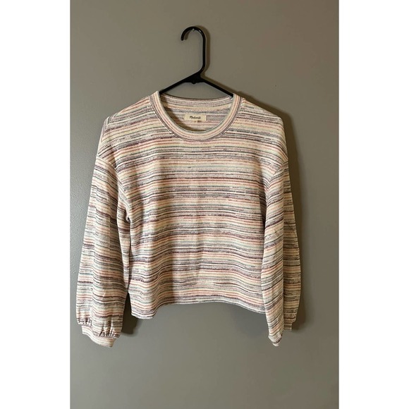 Madewell bubble-sleeve crop top women’s size S rainbow stripe - Picture 5 of 9